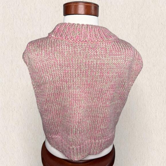 Urban Outfitters Chunky Knit Cropped Sweater Top - Size M - Pink Coquette Preppy - Picture 5 of 8